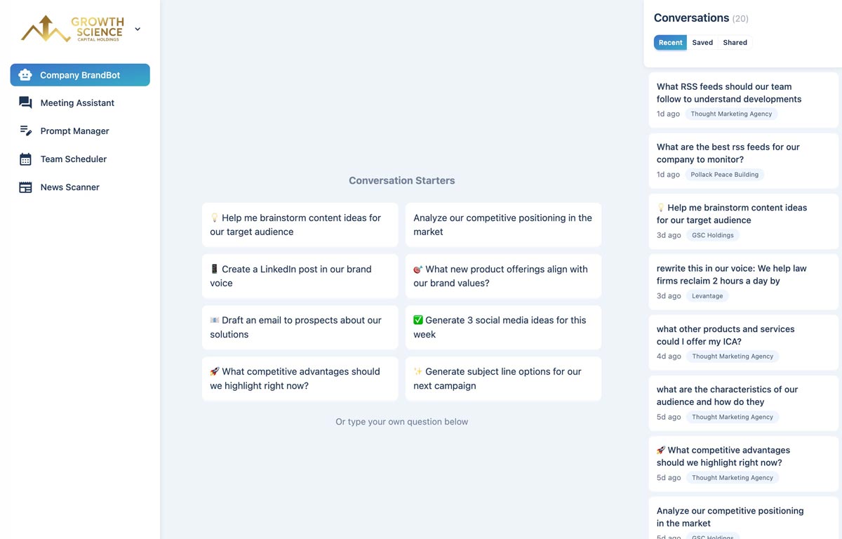 Company BrandBot screenshot